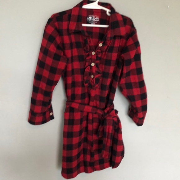 red and black flannel dress